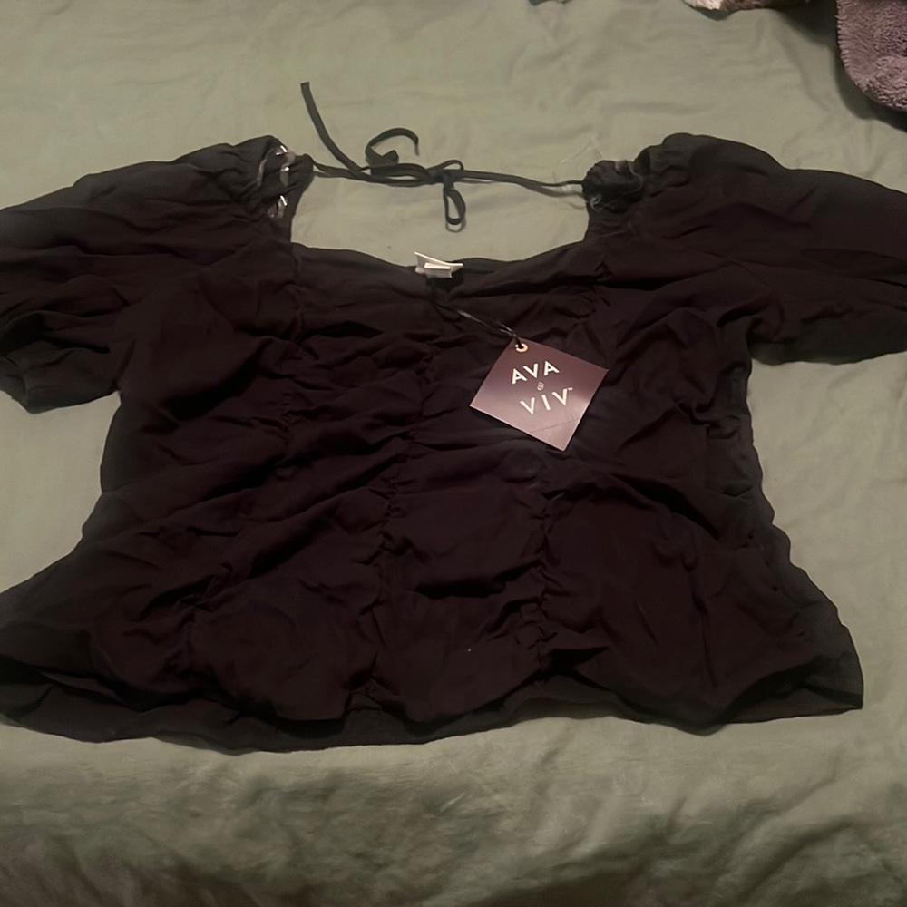 Black Boho Top size 1X NWT